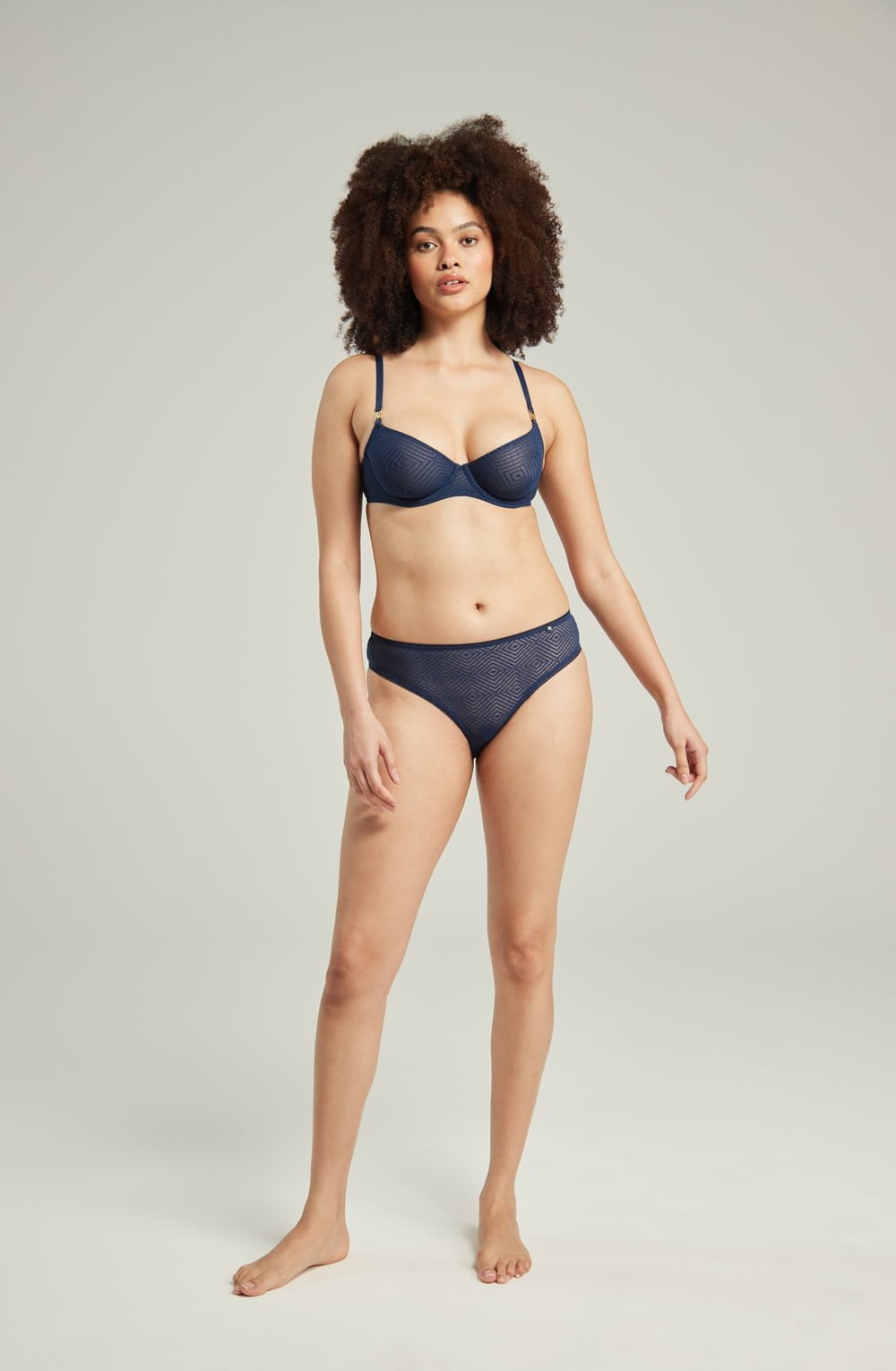 The Sheer Deco High Leg Brief Navy – Underwear, view 4 of 4