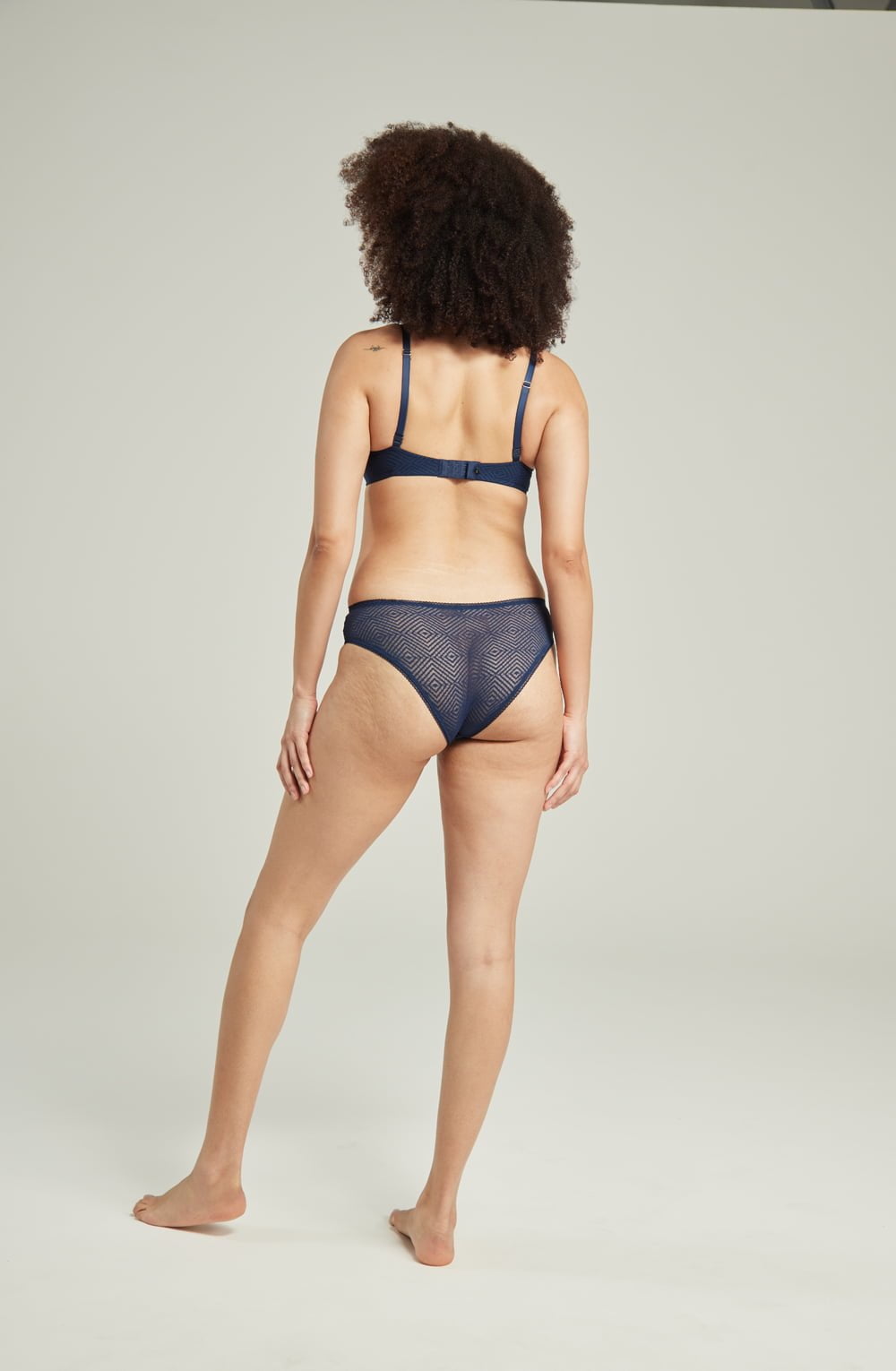 The Sheer Deco High Leg Brief Navy – Underwear, view 2 of 4