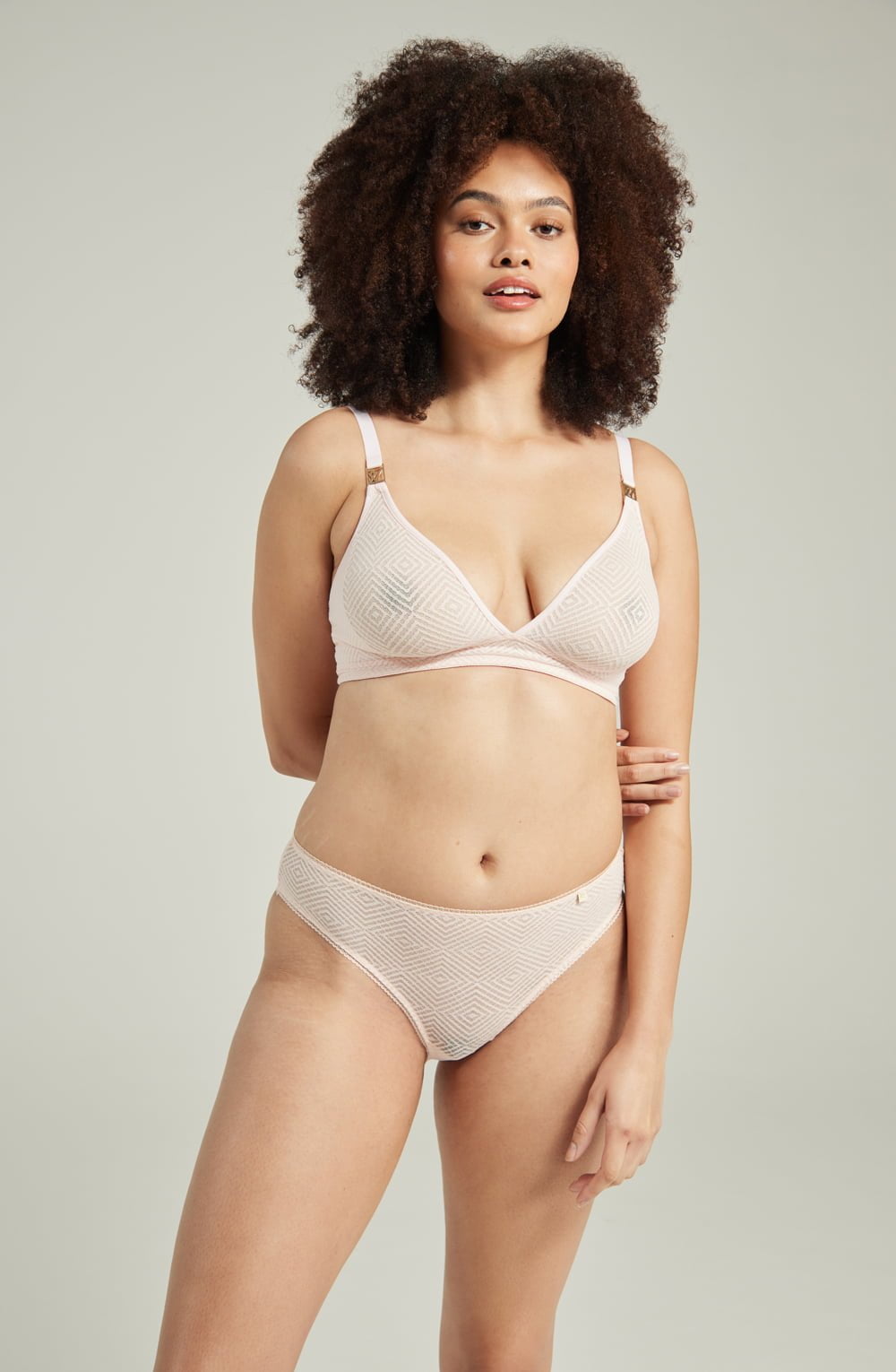 The Sheer Deco High Leg Brief Blush Pink – Underwear, view 1 of 3