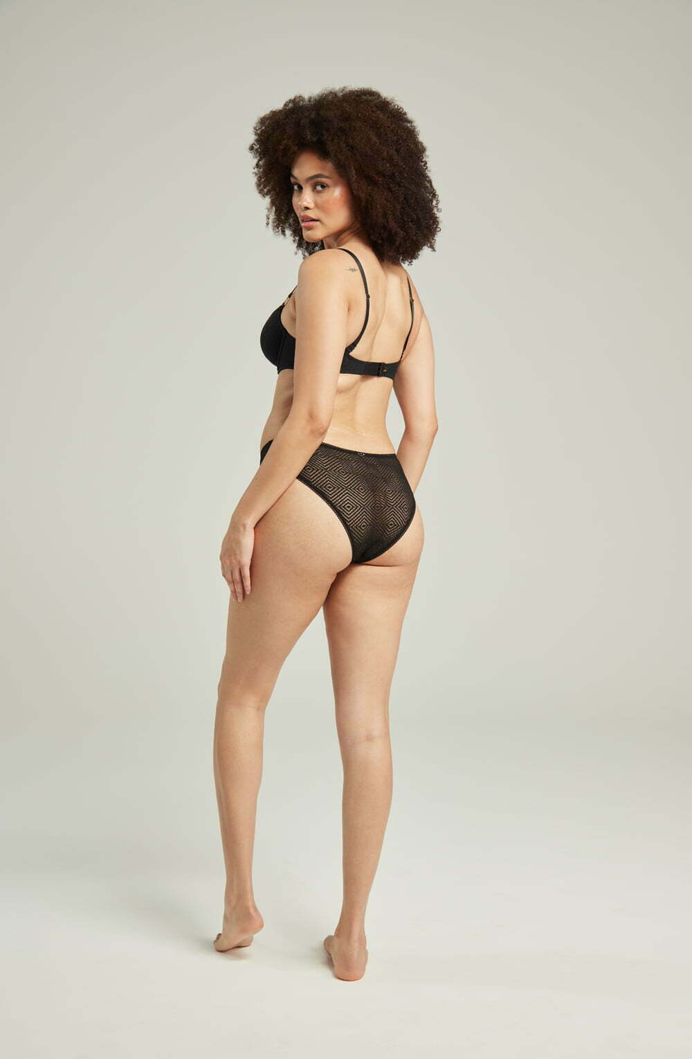 The Sheer Deco High Leg Brief Black – Underwear, view 3 of 6