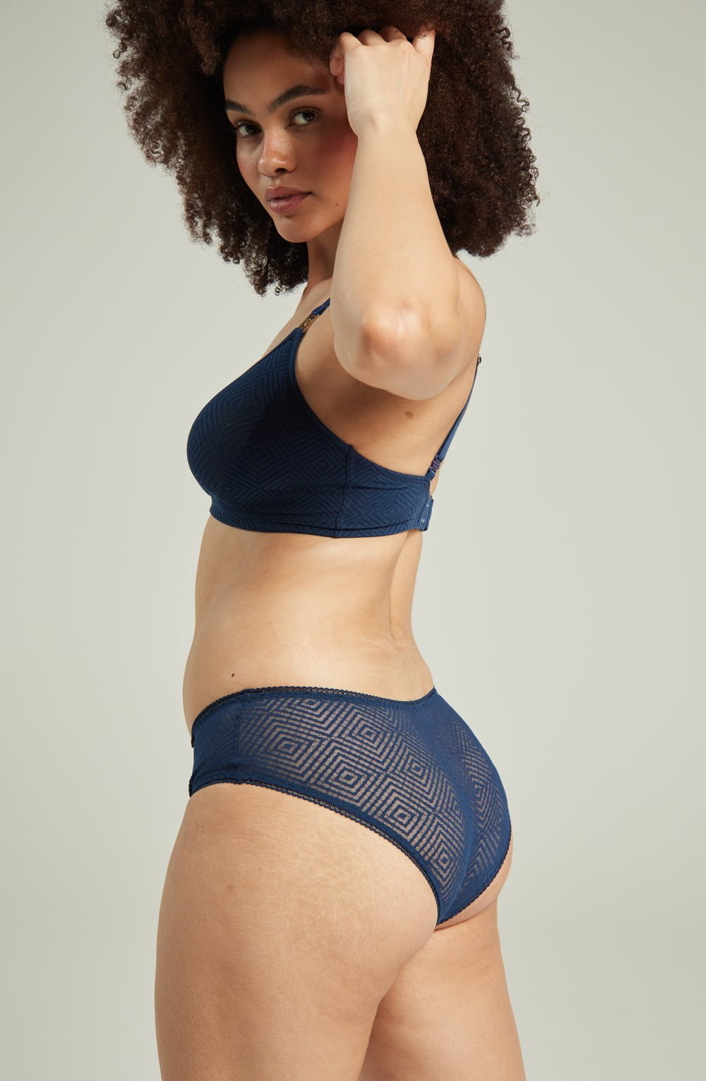 The Sheer Deco Hipster Brief Navy – Underwear, view 2 of 6