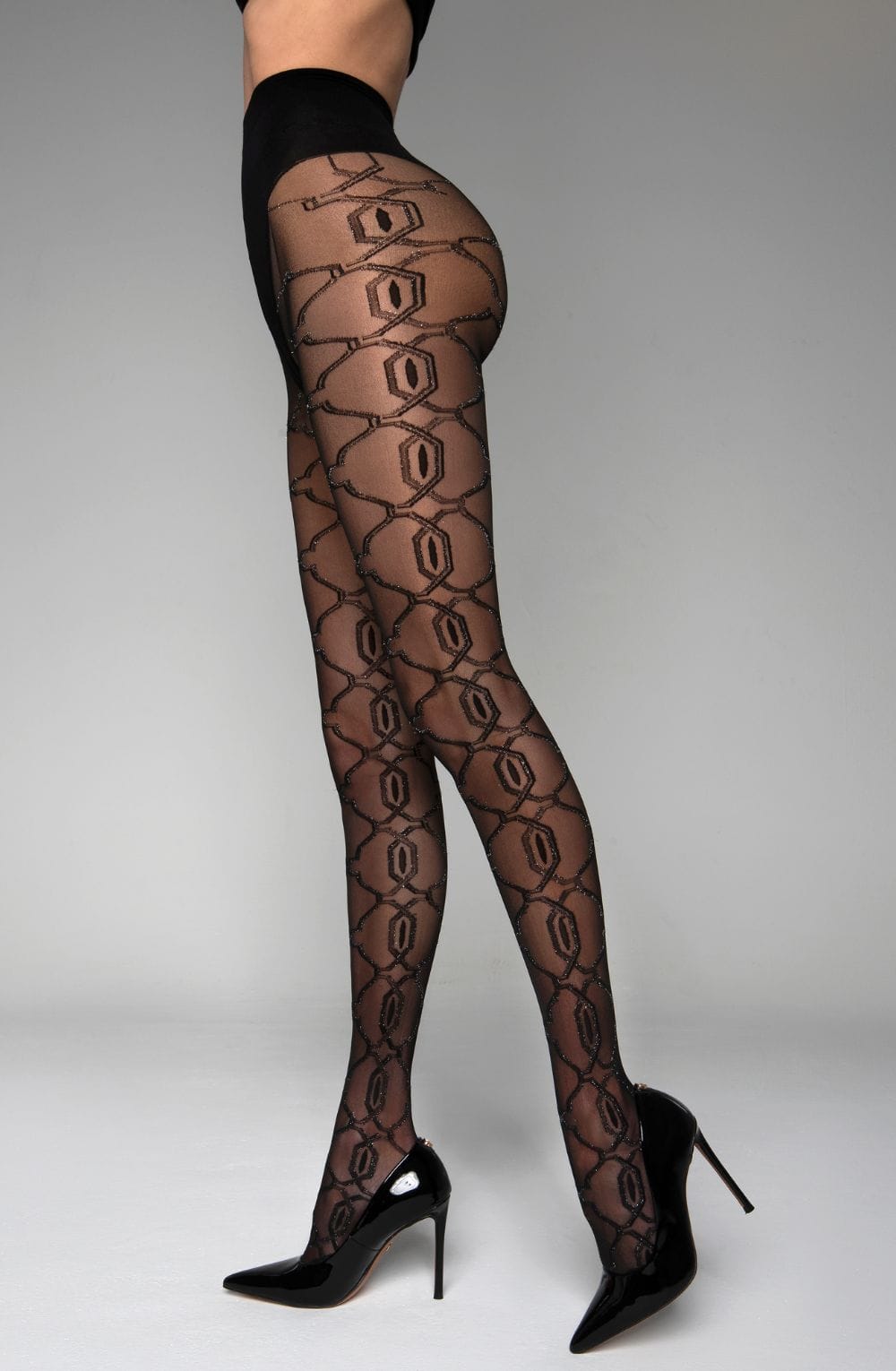 Black Secret BS140 Crotchless Tights With Lurex – Hosiery, view 2 of 10