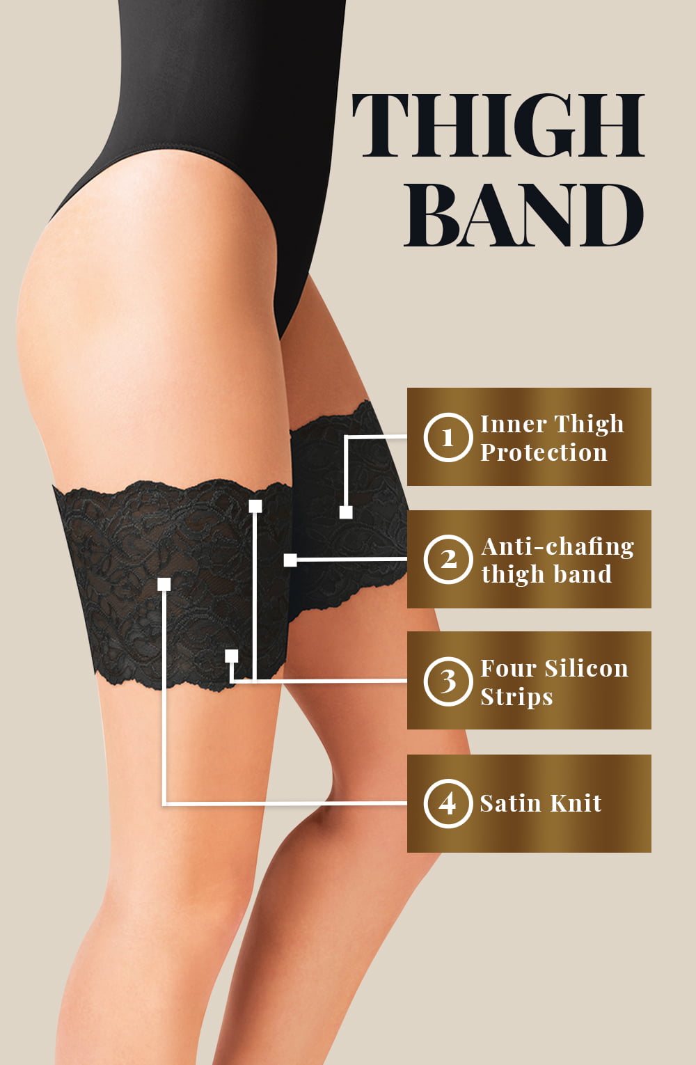 Gabriella Lace Thigh Band 509 Black – Accessories, view 2 of 2