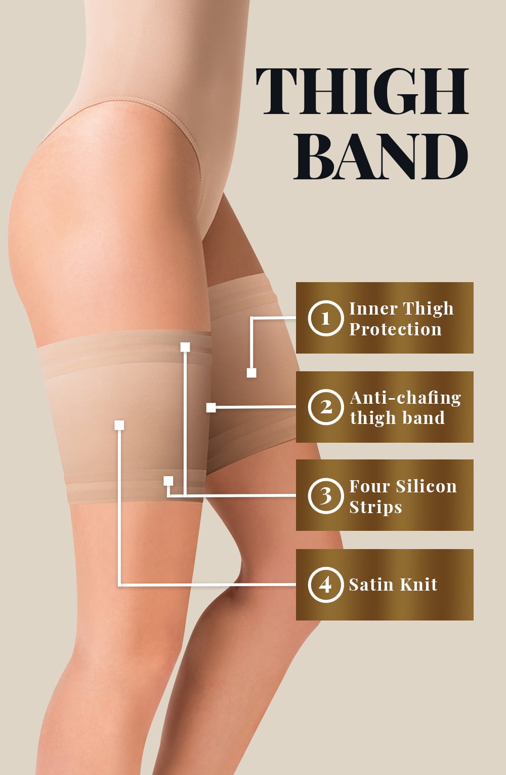 Gabriella Satin Thigh Band 510 Beige – Accessories, view 2 of 2