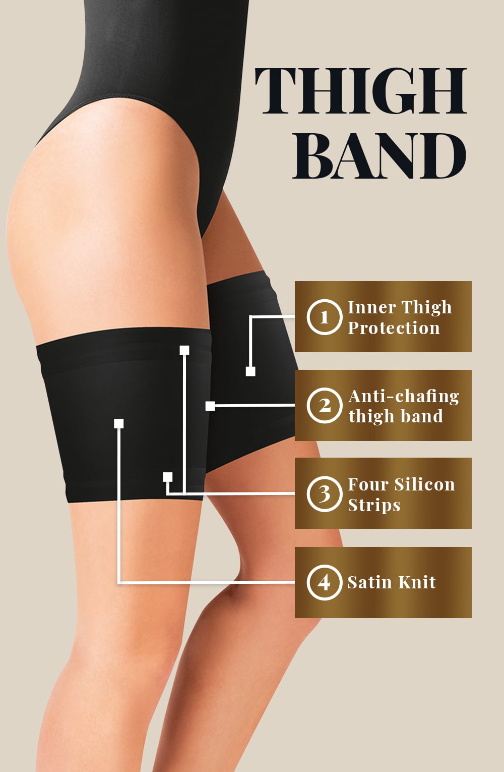 Gabriella Satin Thigh Band 510 Black – Accessories, view 2 of 2