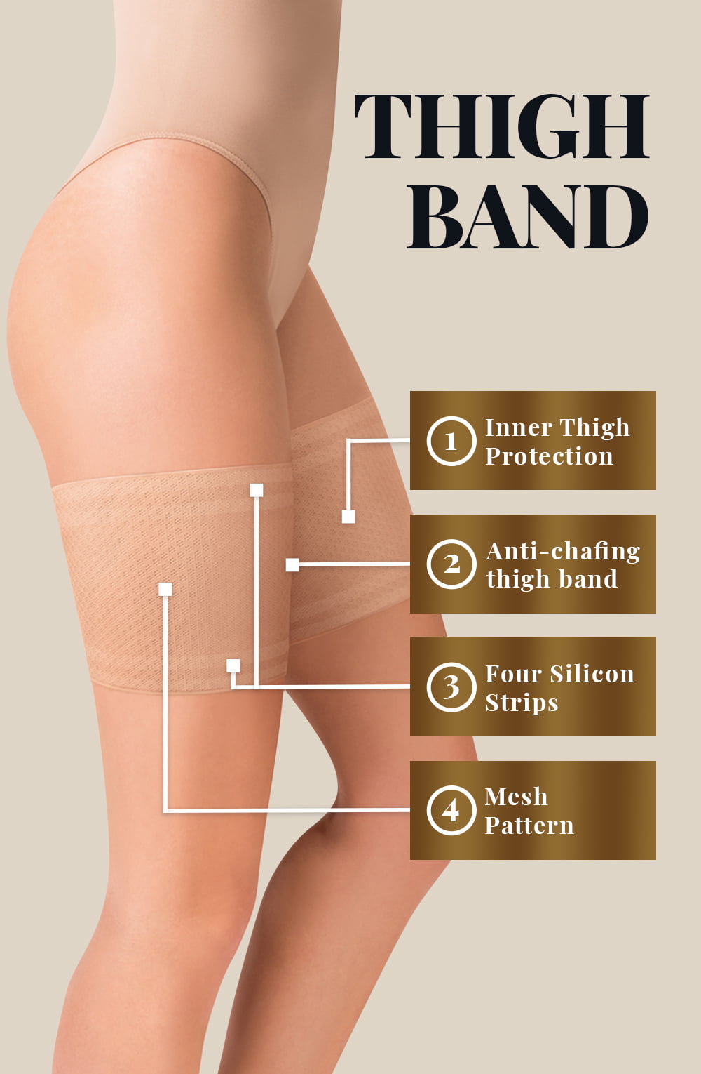 Gabriella Mesh Thigh Band 511 Beige – Accessories, view 2 of 2