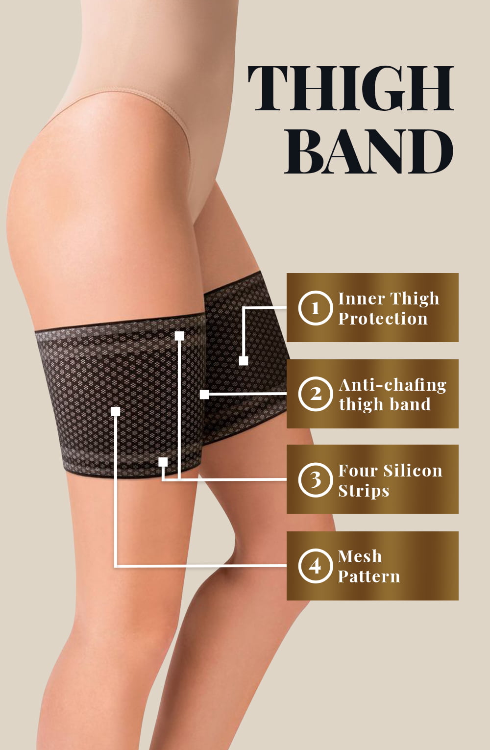 Gabriella Mesh Thigh Band 511 Black – Accessories, view 2 of 2