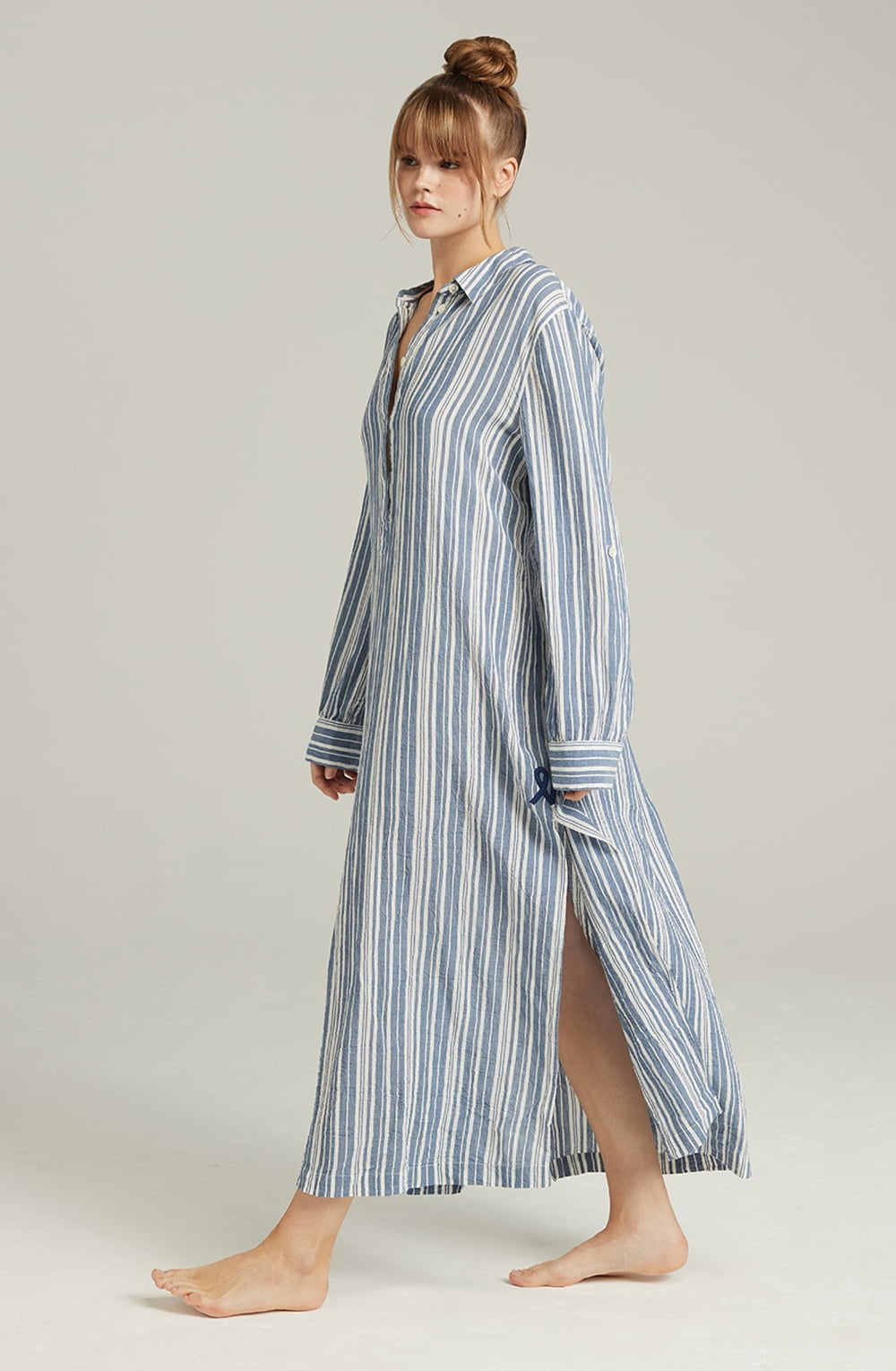 The Maxi Shirt French Navy Stripe – Pyjamas, view 2 of 5