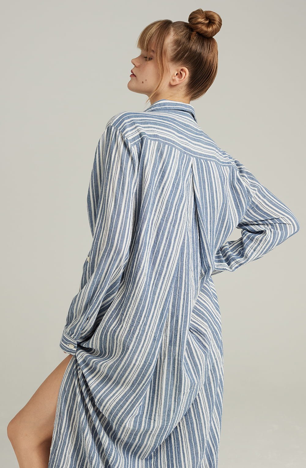 The Maxi Shirt French Navy Stripe – Pyjamas, view 3 of 5