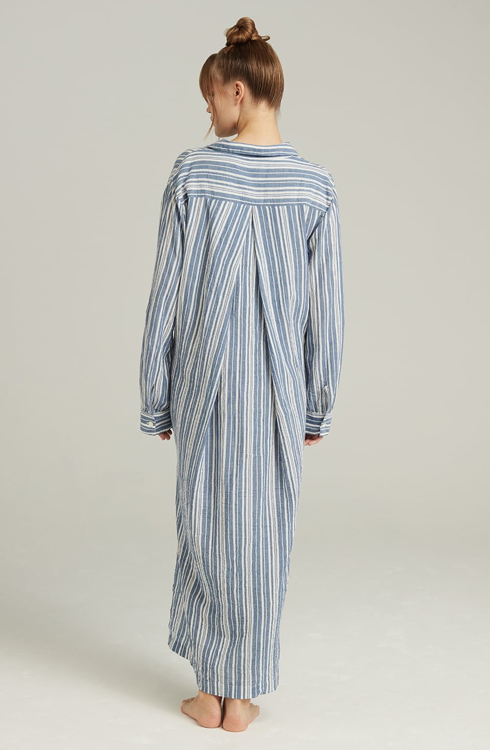 The Maxi Shirt French Navy Stripe – Pyjamas, view 4 of 5