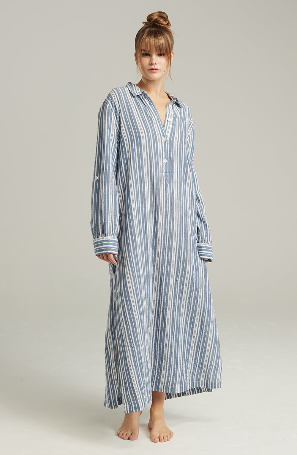 The Maxi Shirt French Navy Stripe – Pyjamas, view 5 of 5