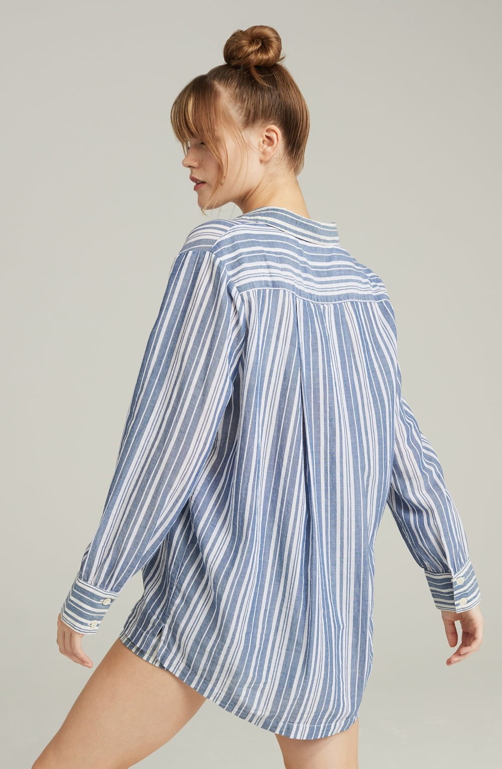 The Midi Shirt French Navy Stripe – Pyjamas, view 4 of 5
