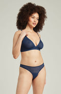 The Sheer Deco Barely There Thong Navy – Underwear, view 1 of 4