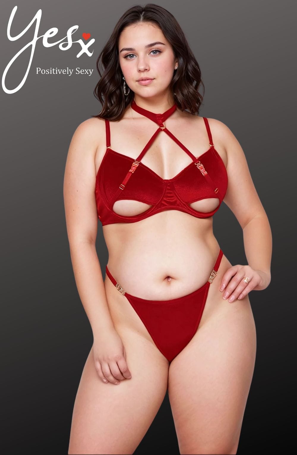 YesX YX872Q Hollow Cut Halter Bra Set Up To 2XL – Lingerie Sets, view 14 of 15