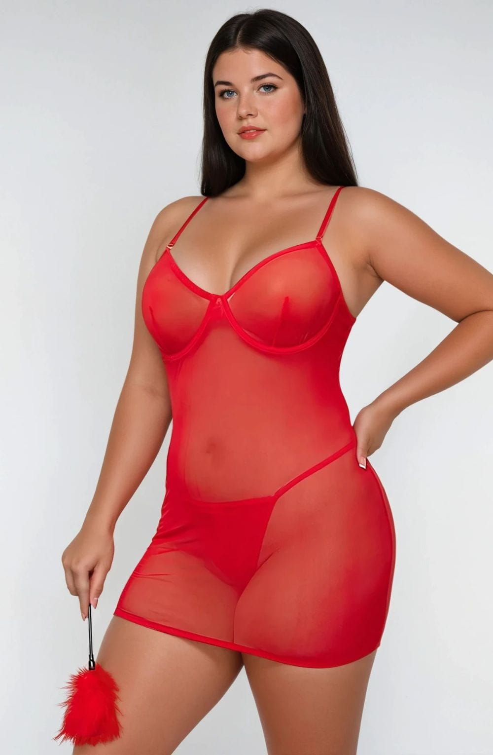 YesX YX730Q Red Mesh Lingerie Set Up to 4XL – Lingerie Sets, view 2 of 2