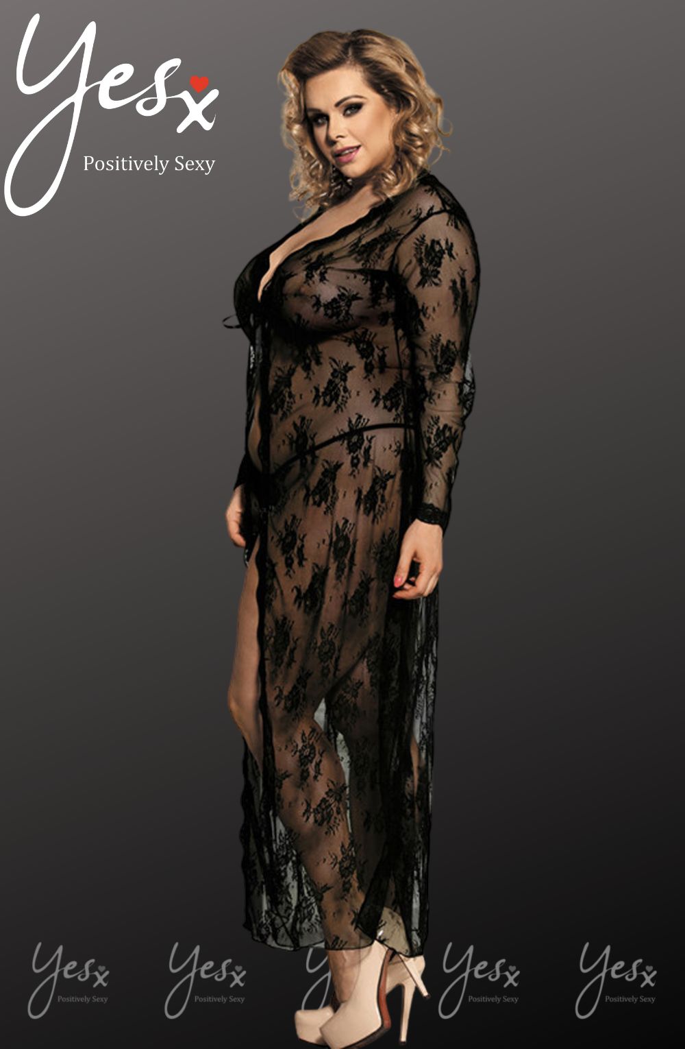 YesX YX824Q Long Black Gown – Nightwear, view 3 of 6