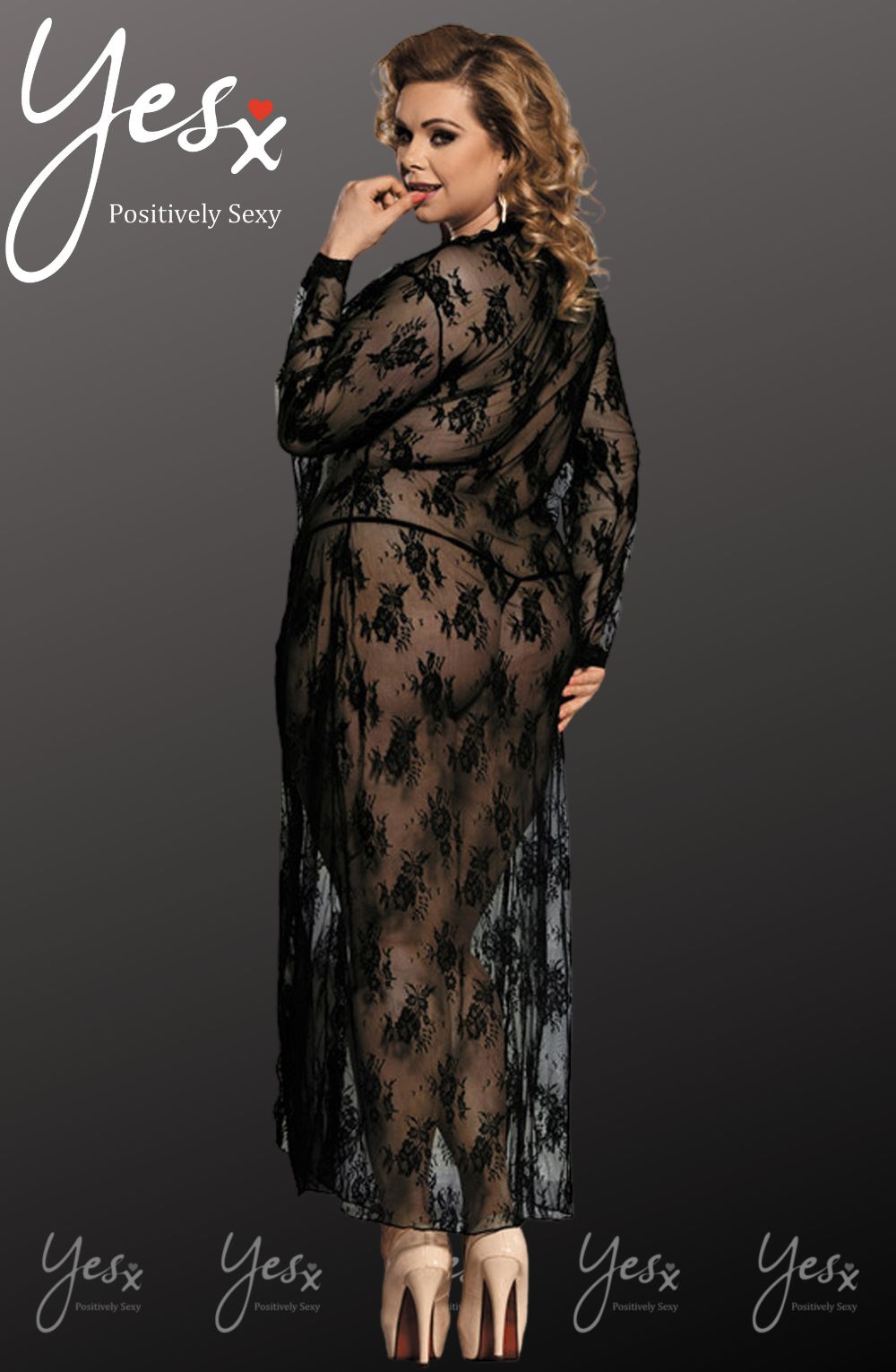 YesX YX824Q Long Black Gown – Nightwear, view 2 of 6