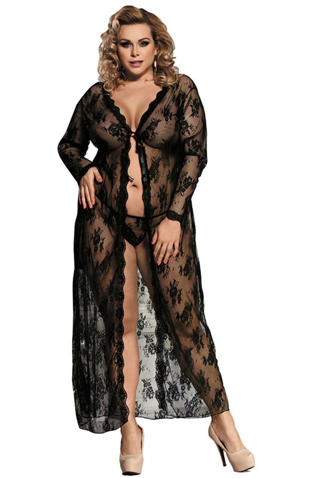 YesX YX824Q Long Black Gown – Nightwear, view 5 of 6