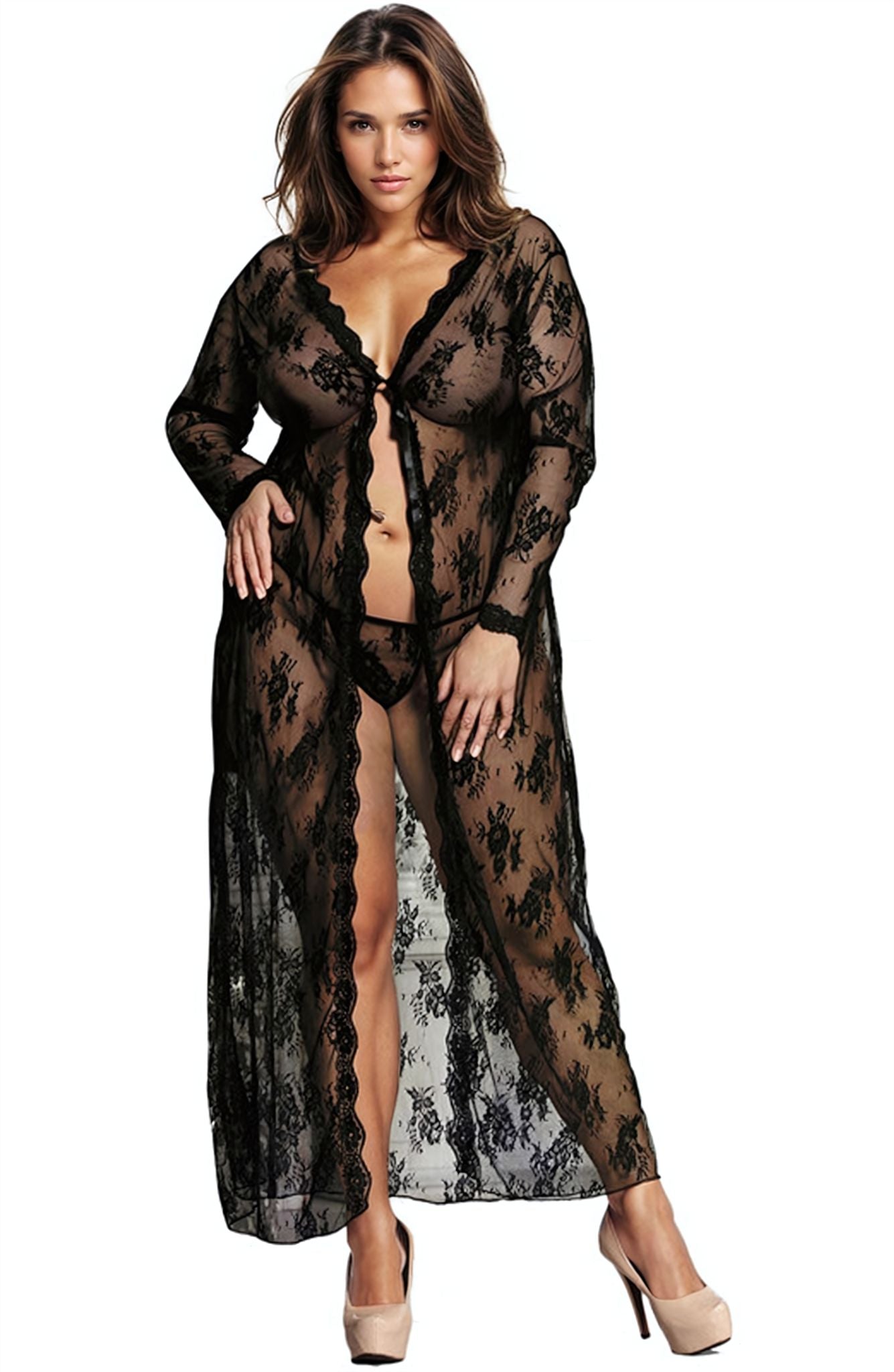 YesX YX824Q Long Black Gown – Nightwear, view 1 of 6