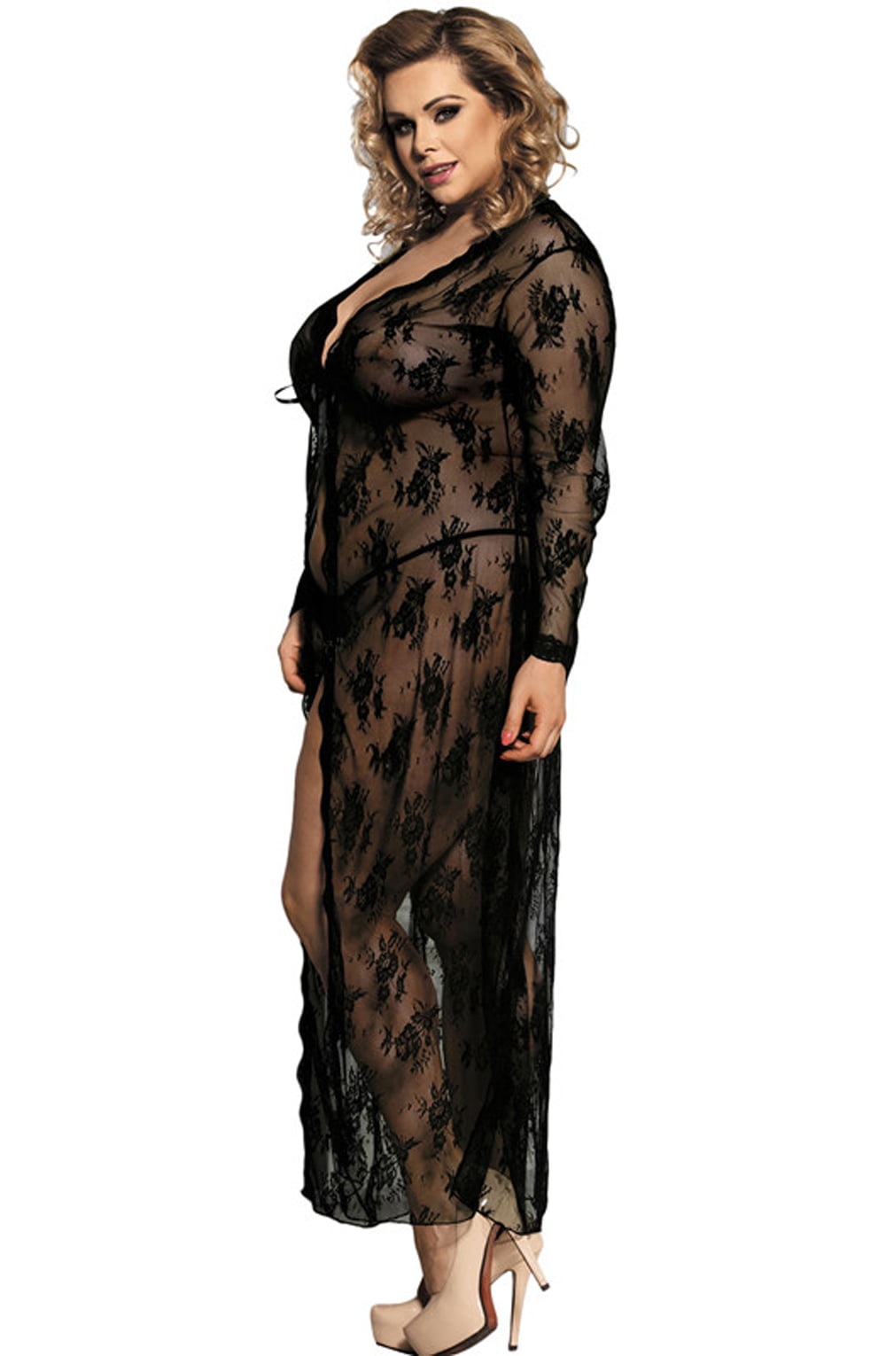YesX YX824Q Long Black Gown – Nightwear, view 6 of 6