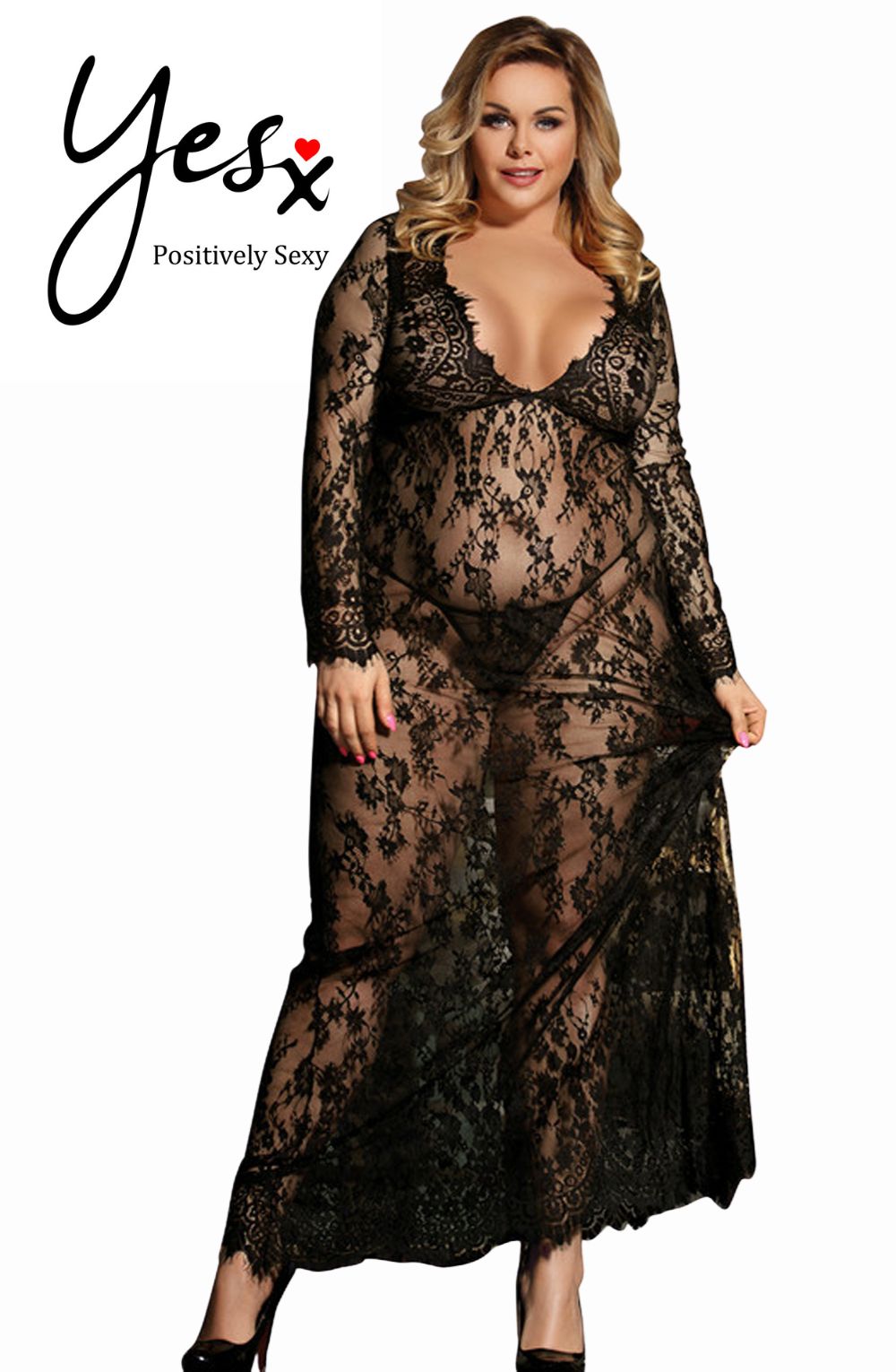 YesX YX826Q Long Gown & Thong – Nightwear, view 2 of 6