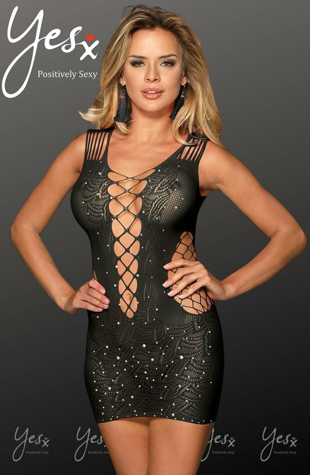 YesX YX848 Sparkly Black Dress – Dresses, view 3 of 7