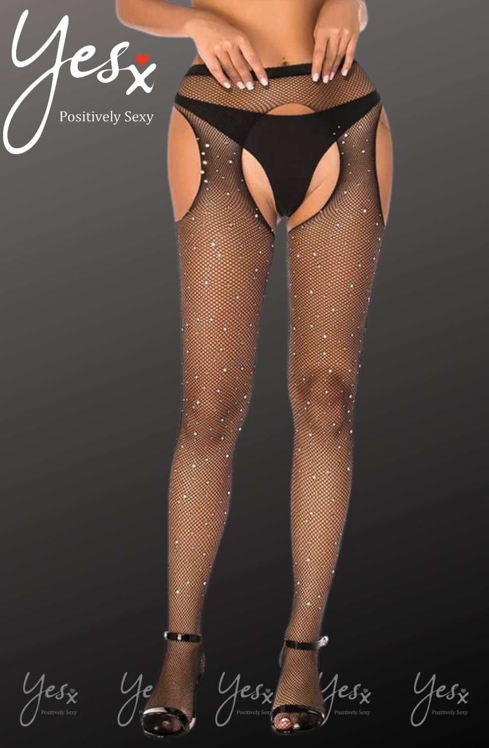 YesX YX850 Sparkly Fishnet Black – Hosiery, view 2 of 7