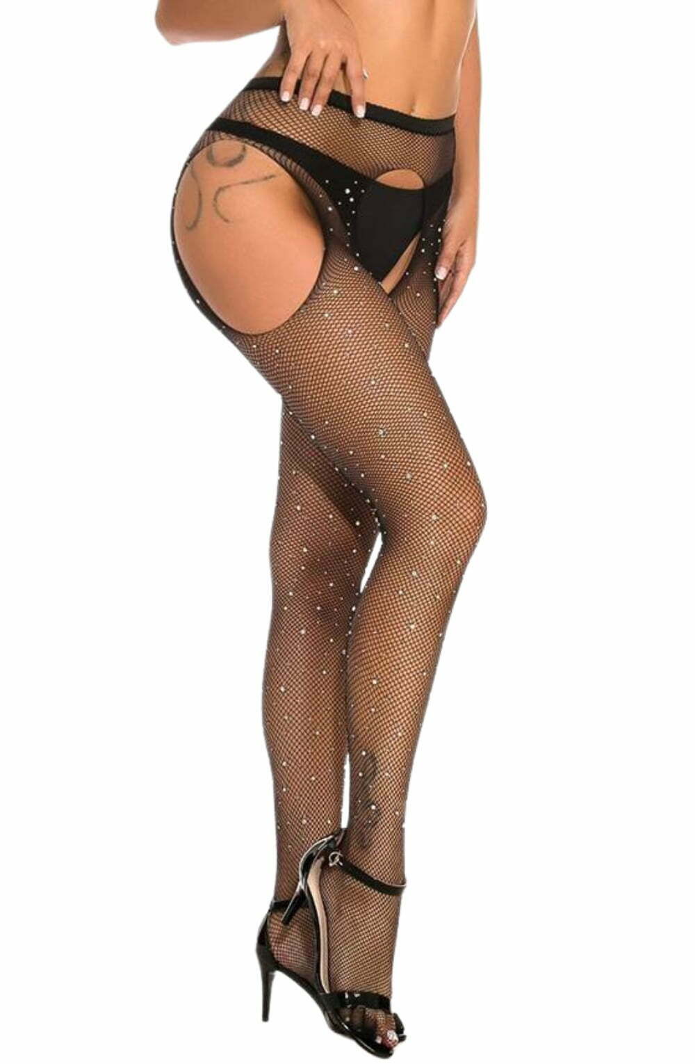 YesX YX850 Sparkly Fishnet Black – Hosiery, view 7 of 7