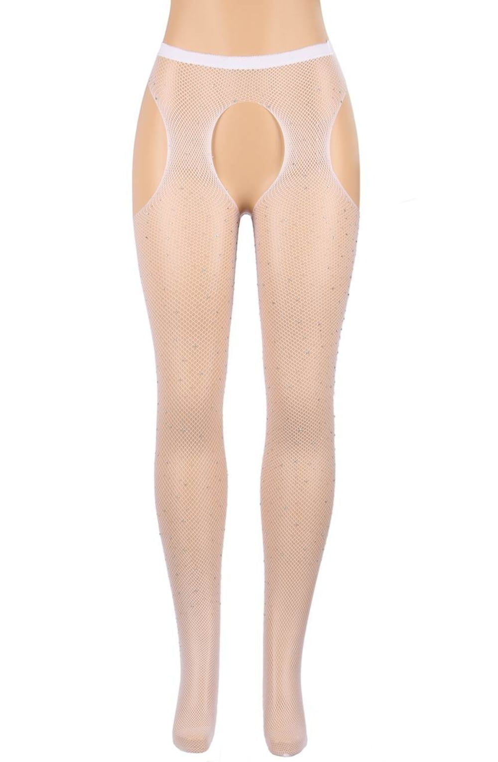 YesX YX851 Sparkly Fishnet White – Hosiery, view 8 of 9