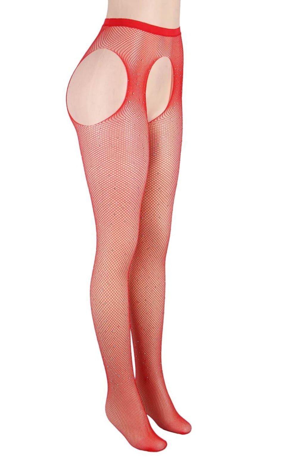 YesX YX852 Sparkly Fishnet Red – Hosiery, view 8 of 10