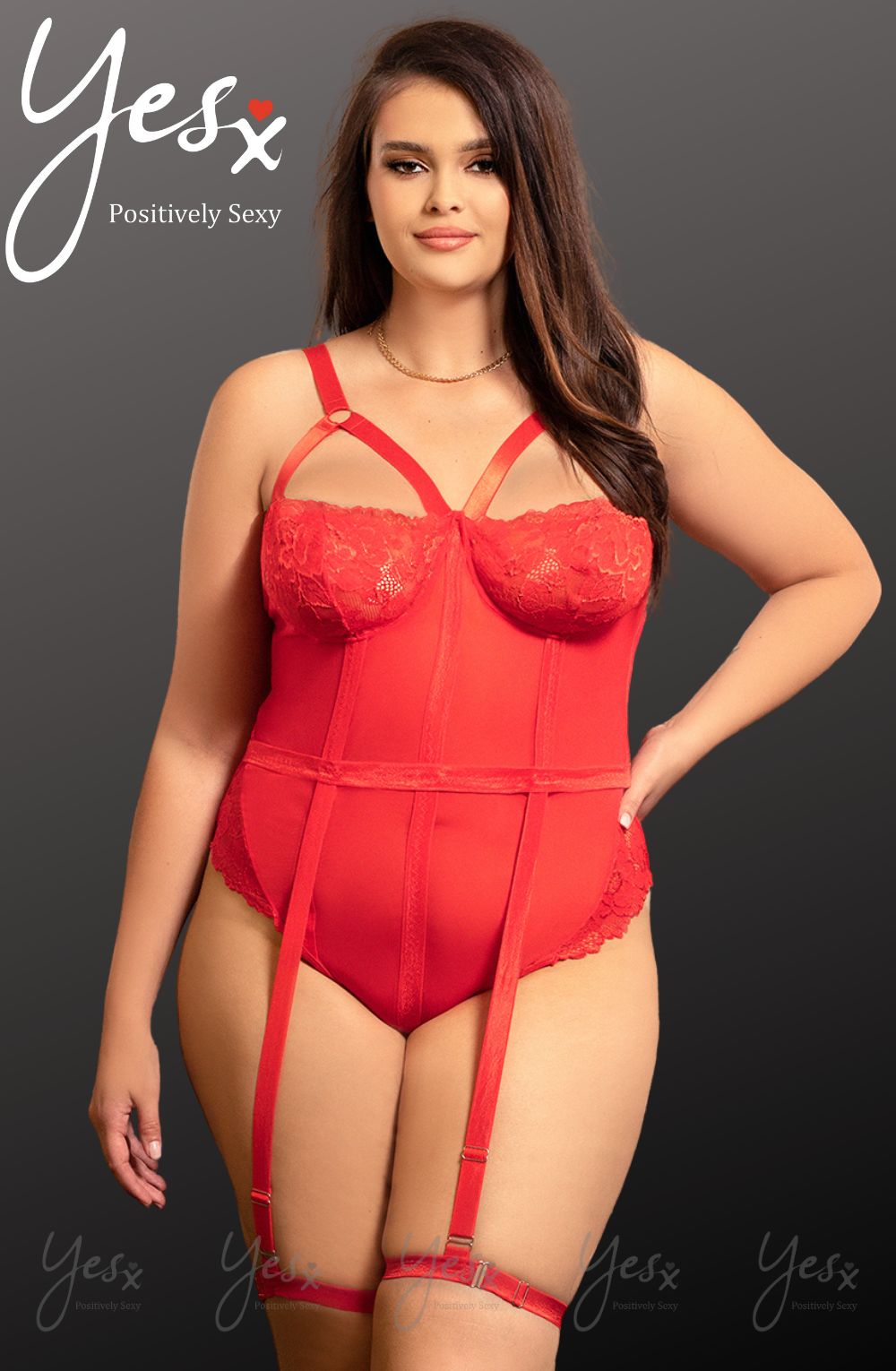 YesX YX858Q Red Bodysuit – Bodies, view 2 of 7