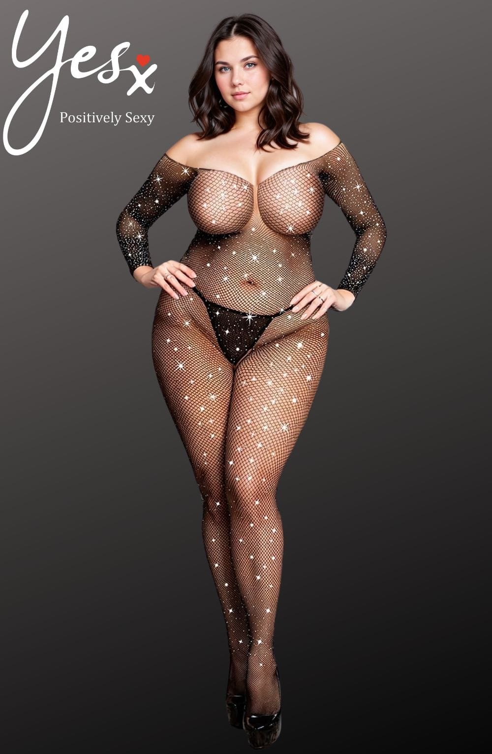 YesX YX864Q Fishnet Sparkly Bodystocking Up To 5XL – Bodystocking, view 7 of 7