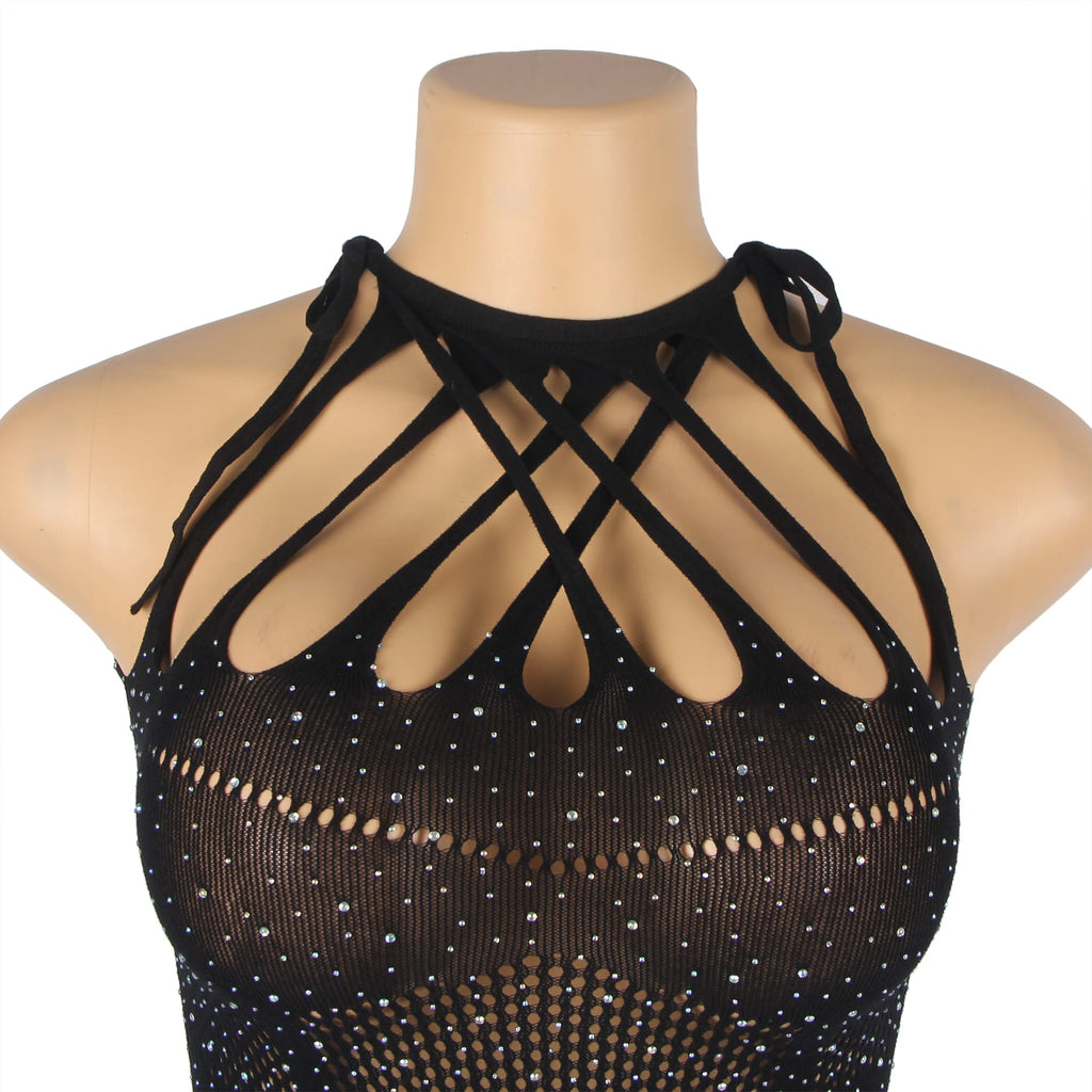 YesX YX865 Sparkle Rhinestone Fishnet – Dresses, view 7 of 10