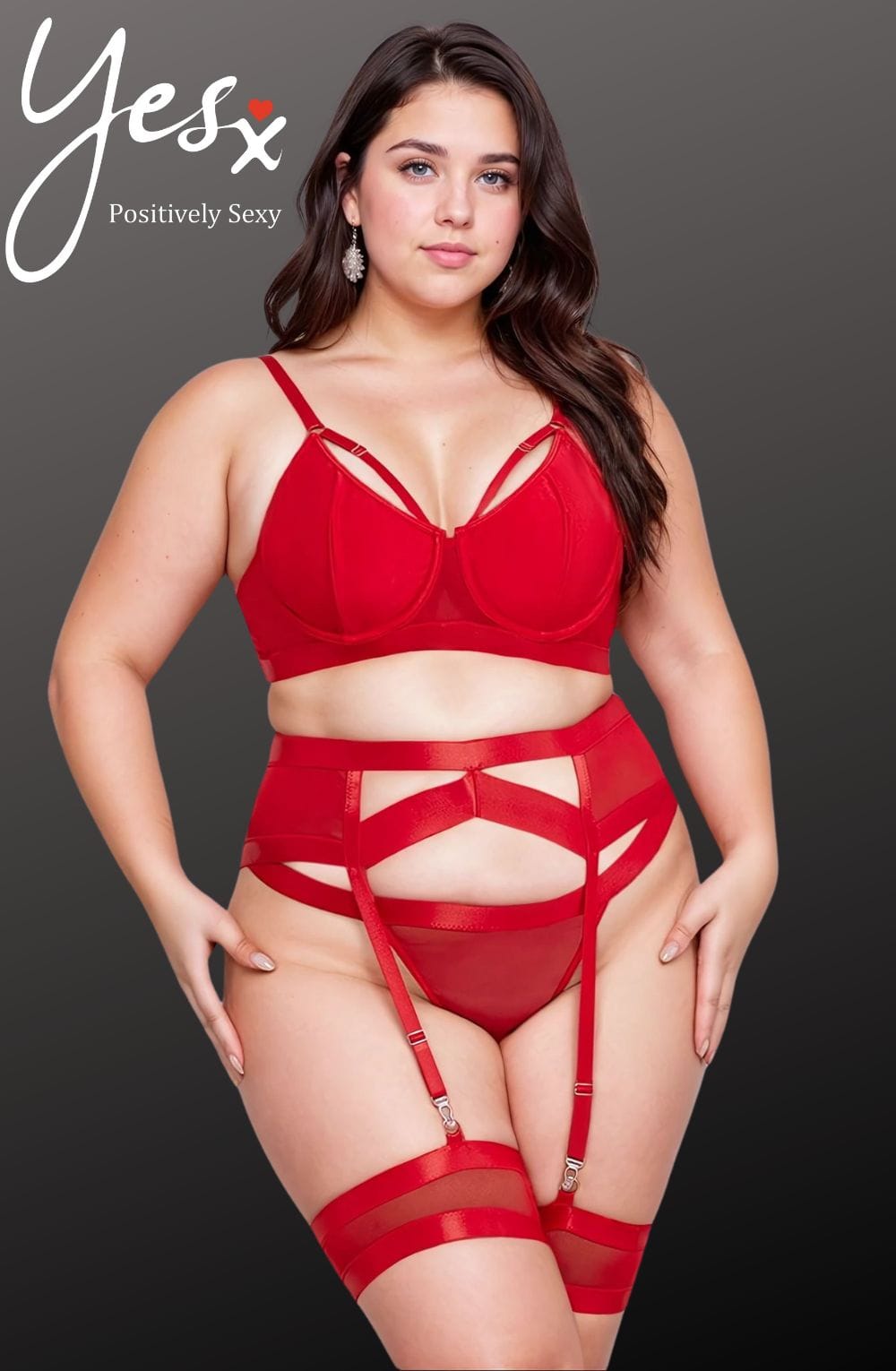 YesX YX870Q Bondage Garter Bra Set Up To 2XL – Lingerie Sets, view 2 of 4