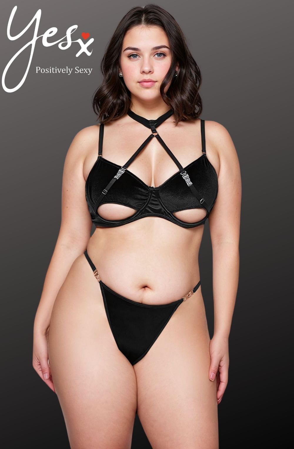 YesX YX871Q Hollow Cut Halter Bra Set – Lingerie Sets, view 2 of 15