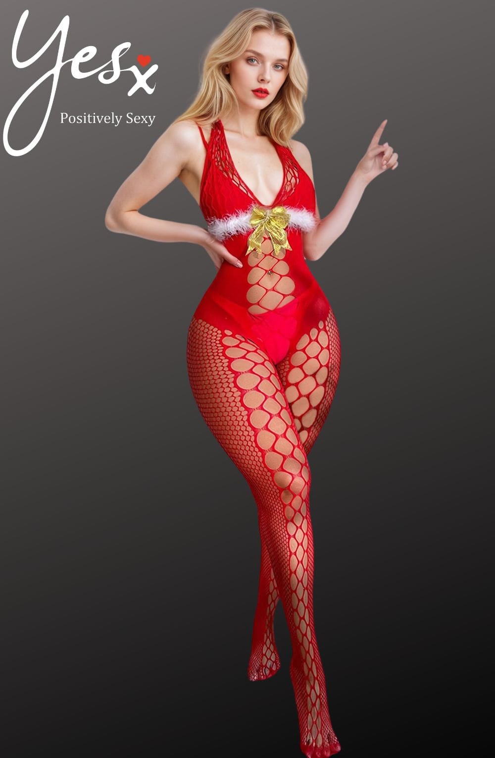 YesX YX876 Christmas Fluffy Bodystocking – Bodystocking, view 5 of 12