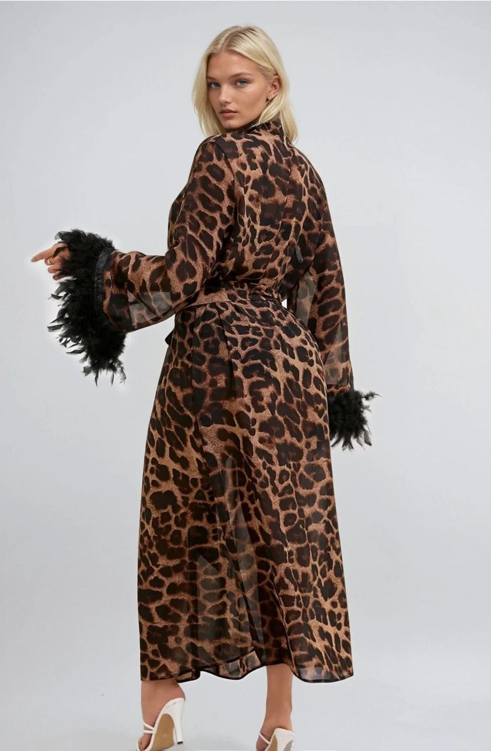YesX YX880 Leopard Print Robe – Nightwear, view 3 of 5
