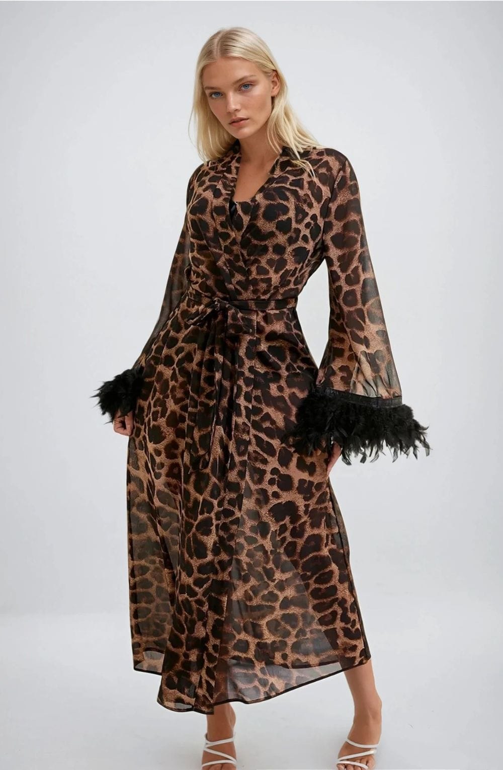 YesX YX880 Leopard Print Robe – Nightwear, view 4 of 5