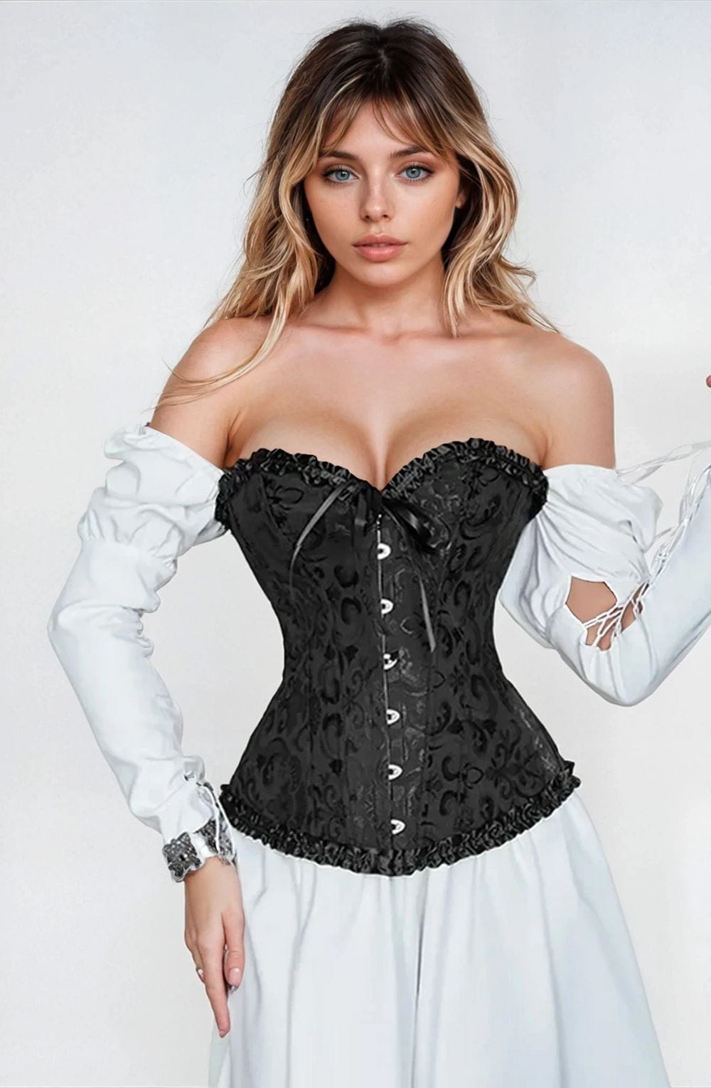 YesX YX886 Stunning Black Borcade Corset Up to 5XL – Corsets, view 10 of 12