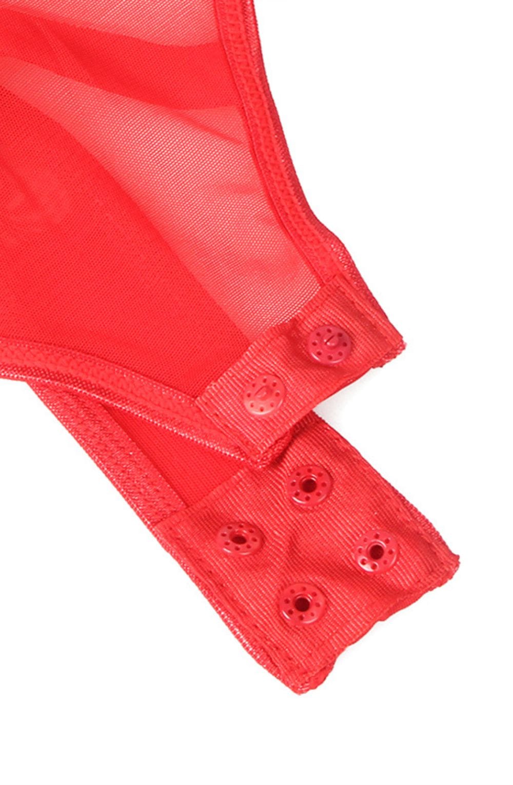 YesX YX891 Red Faux Leather Look & Mesh – Bodies, view 5 of 5