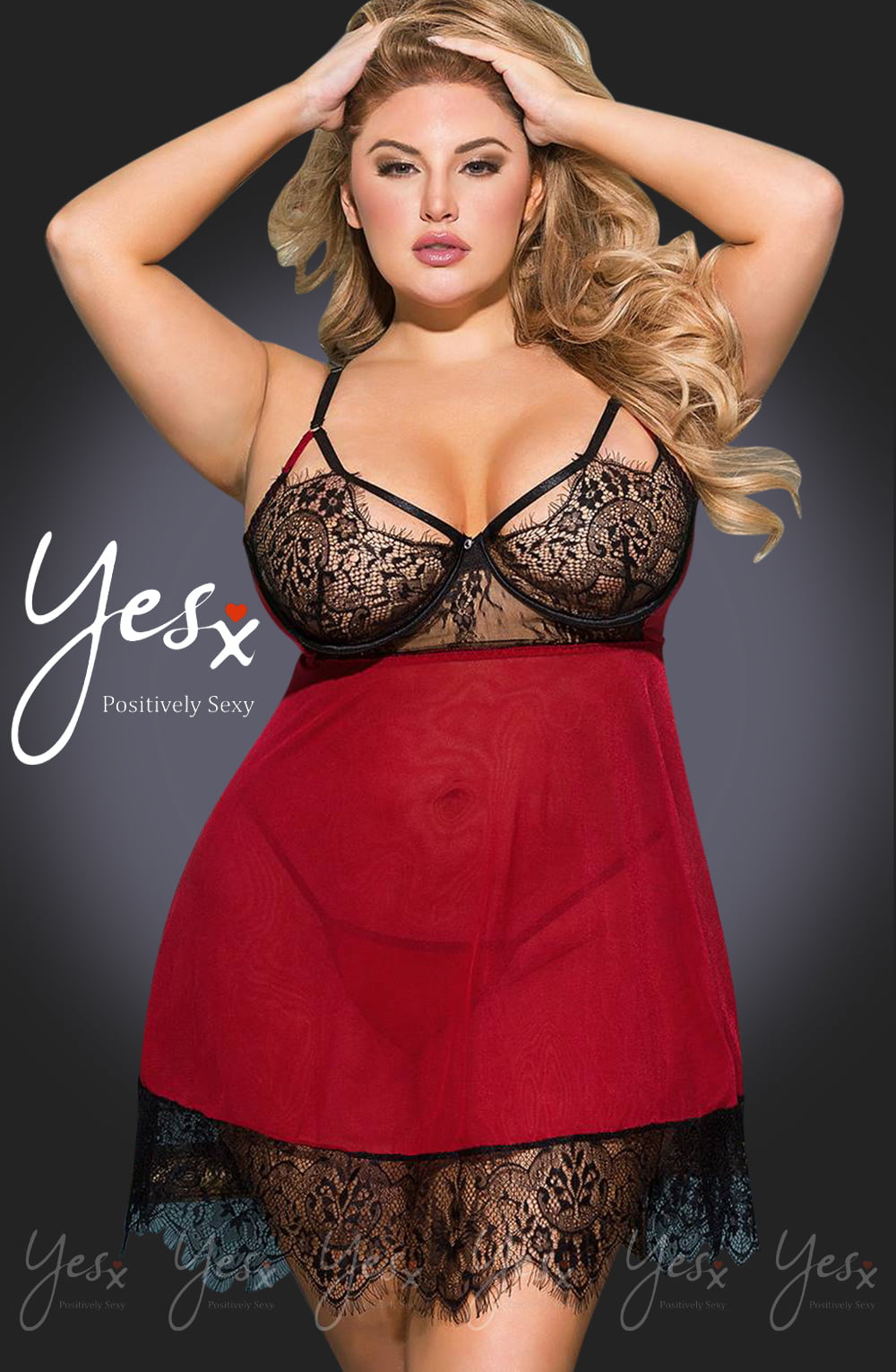 YesX YX958Q Black/Red Babydoll Set – Lingerie Sets, view 7 of 7