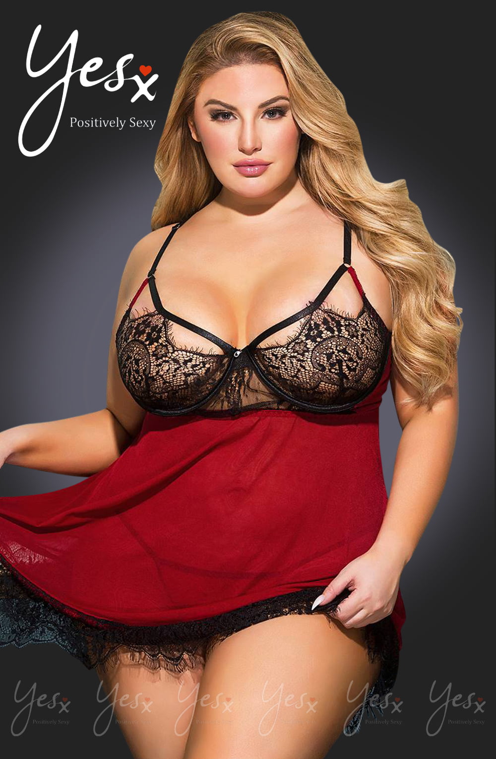 YesX YX958Q Black/Red Babydoll Set – Lingerie Sets, view 2 of 7