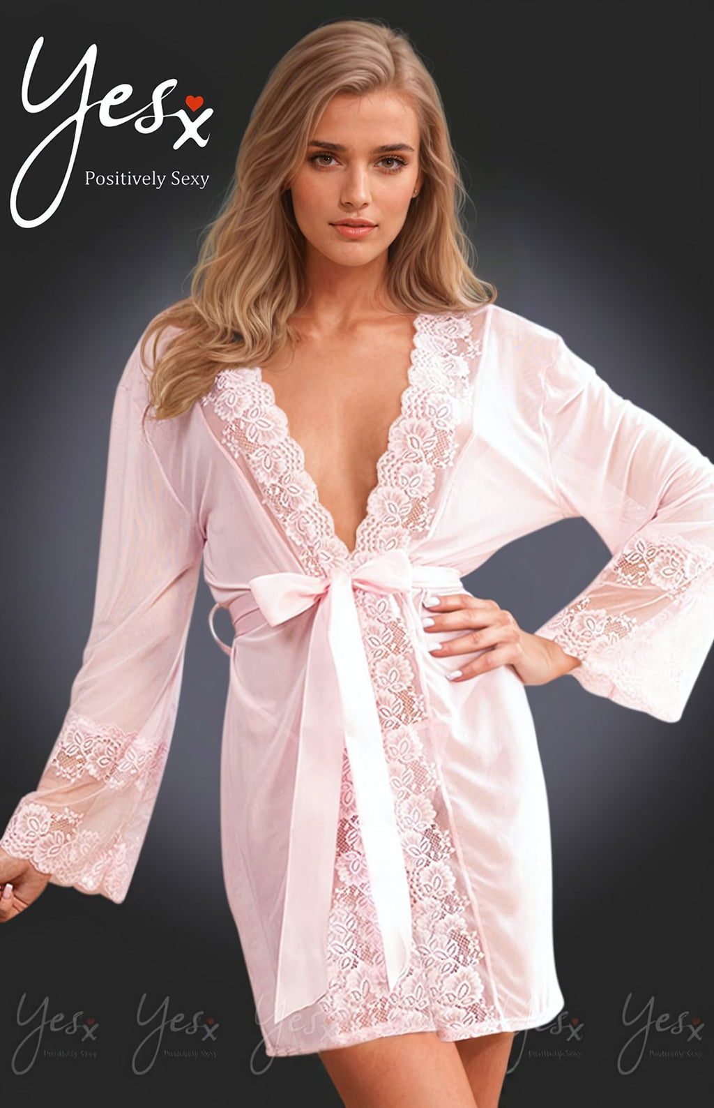 YesX YX990 Dressing Gown Pink – Nightwear, view 1 of 7