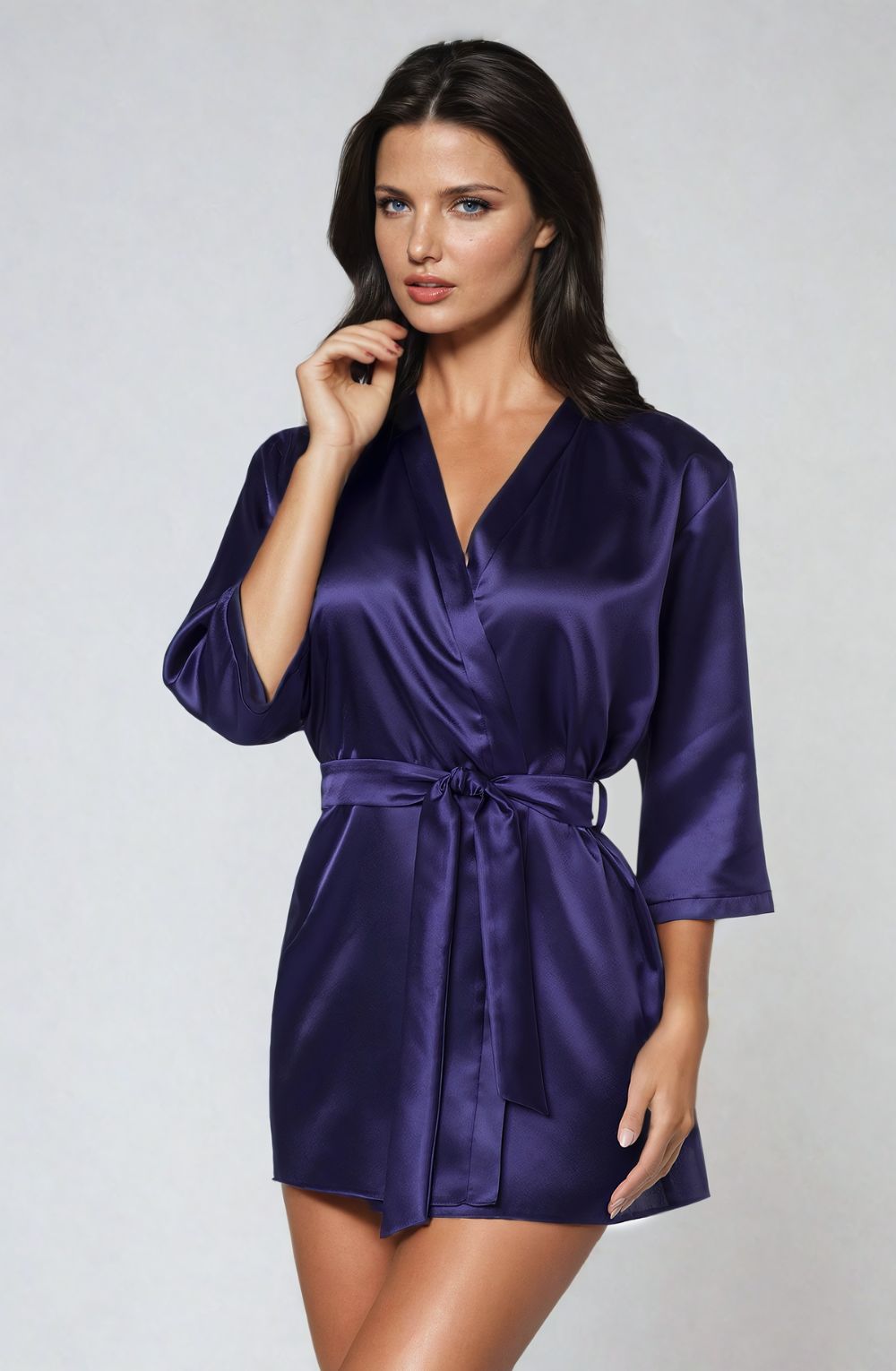 Irall Aria Dressing Gown Navy – Nightwear, view 2 of 3