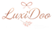 LuxiDoo rose gold script logo