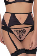 Roza Mehendi Suspender Belt Black – Hosiery, view 1 of 5