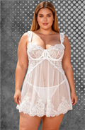 YesX YX745Q White Lace Sheer Plus Size Babydoll – Babydolls, view 1 of 4