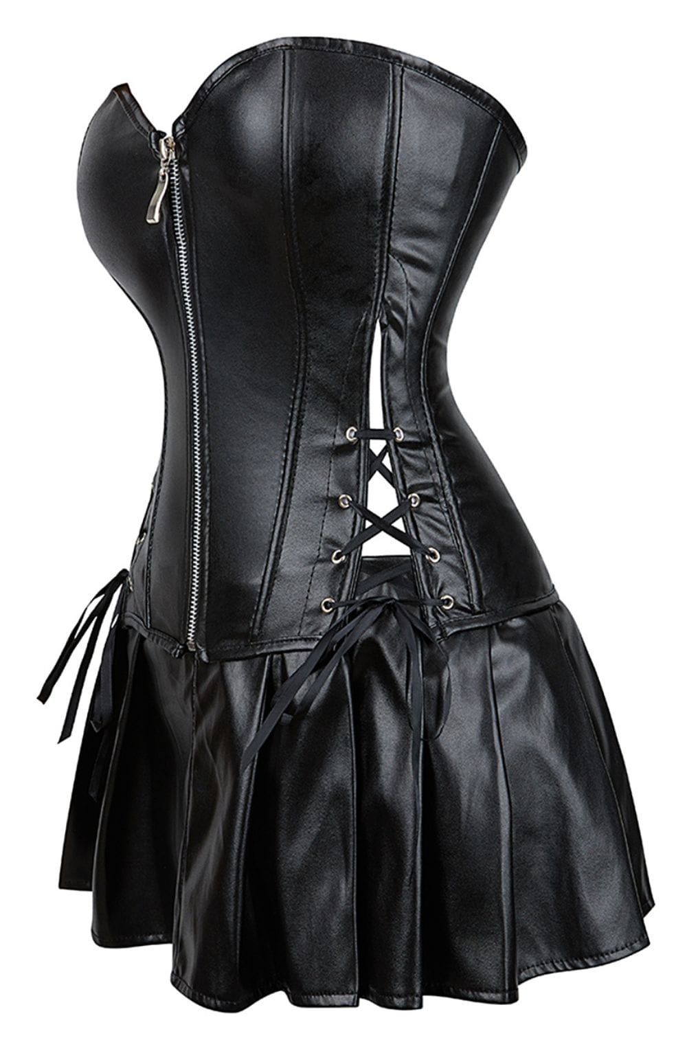YesX YX897 Faux Leather Corset & Skirt – Corsets, view 3 of 9